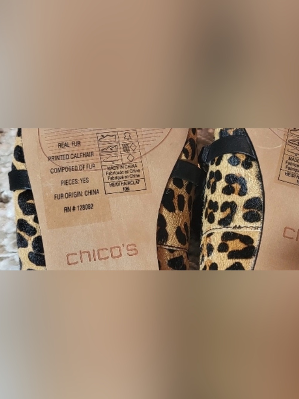 Chico's Leopard Print Calf Hair/Leather Slip-On Loafers with Chain Accent Sz 9.5 - Picture 5 of 7